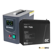 Аварійний комплект Powermat 800 VA 12/230V 640W/800VA + Акумулятор Green Cell AGM VRLA 75Ah 12V