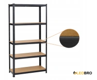 Стеллаж LEOBRO Premium Black 150 х 70 х 30 см, 175кг/полка, 5 полок (LB-R113)