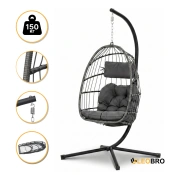 Подвесное кресло-кокон LEOBRO Dark Grey (LB-1058)
